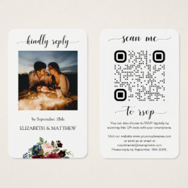 Burgundy Floral Photo QR Code Escanéame a RSVP