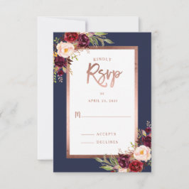 Burgundy Floral Rosa Dorado Moody Boda RSVP