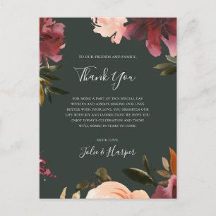 Burgundy Floral   Tarjeta Verde De Recepción