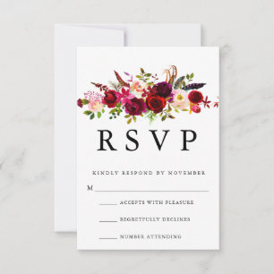 Burgundy Floral Watercolor RSVP