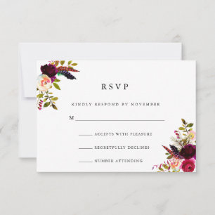 Burgundy Floral Watercolor RSVP