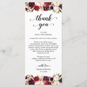 Burgundy Florals, Lugar Entorno Tarjeta De Gracias