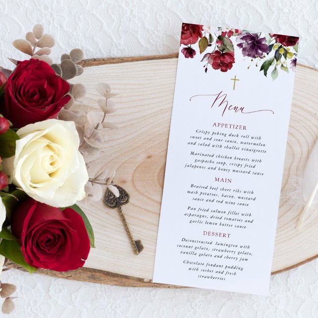 Burgundy Flowers, Pink Flowers, Baptism Menu (Subido por el creador)