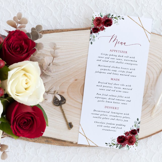 Burgundy Flowers, Red Flowers, Bridal Shower Menu (Subido por el creador)