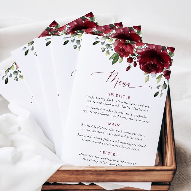 Burgundy Flowers, Red Flowers, Bridal Shower Menu (Subido por el creador)