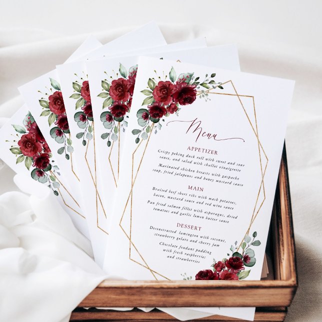 Burgundy Flowers, Red Flowers, Bridal Shower Menu (Subido por el creador)