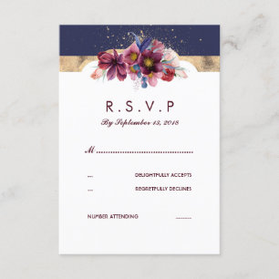 Burgundy Gold y Marsala Wedding RSVP Floral