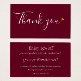 Burgundy Gracias Por Comprar Tarjeta De Descuento