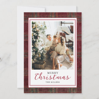 Burgundy Green Tartán Cuadros Navidad Familia