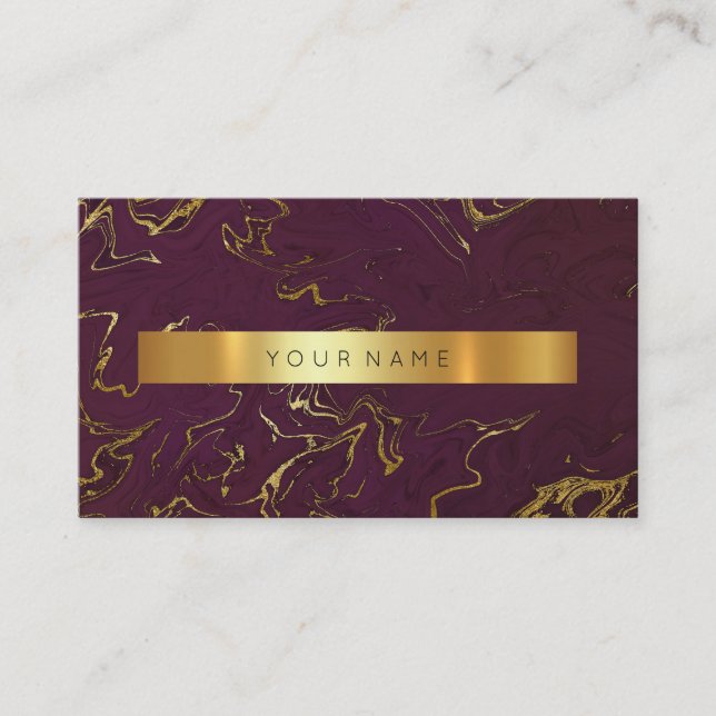 Burgundy Grungy Gold Marble Vip tarjeta de visita (Anverso)