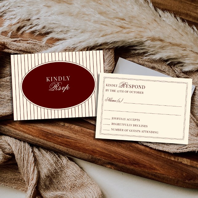 Burgundy Ivory Stripes Oval Old Money Mail In RSVP (Subido por el creador)