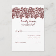 Burgundy Lace Wedding RSVP