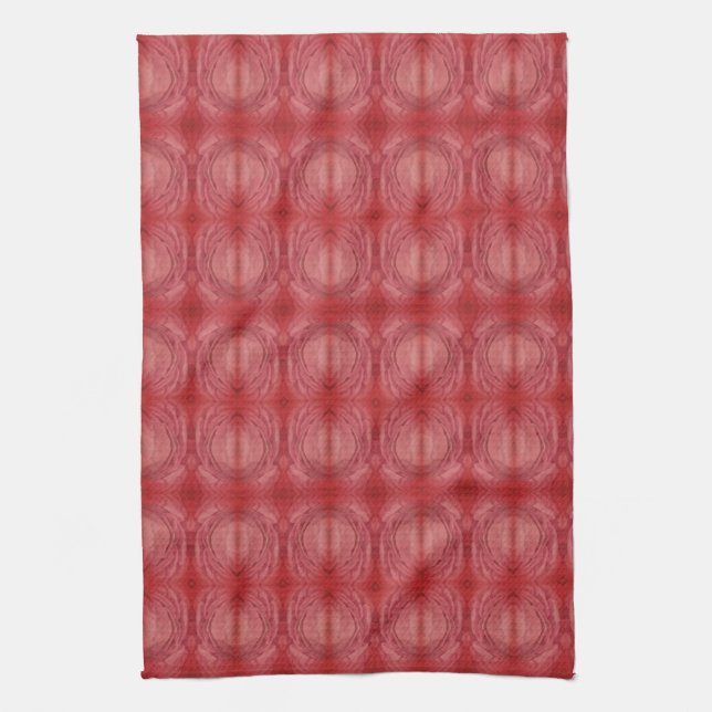 Burgundy Maroon Pattern Faux Batik Kitchen Toallas (Vertical)