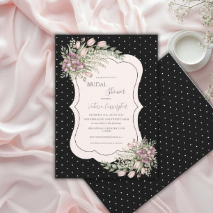 Burgundy Negro Floral Elegante Invitación de Despe