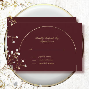 Burgundy Oscuro Marco Dorado Arco Boda RSVP