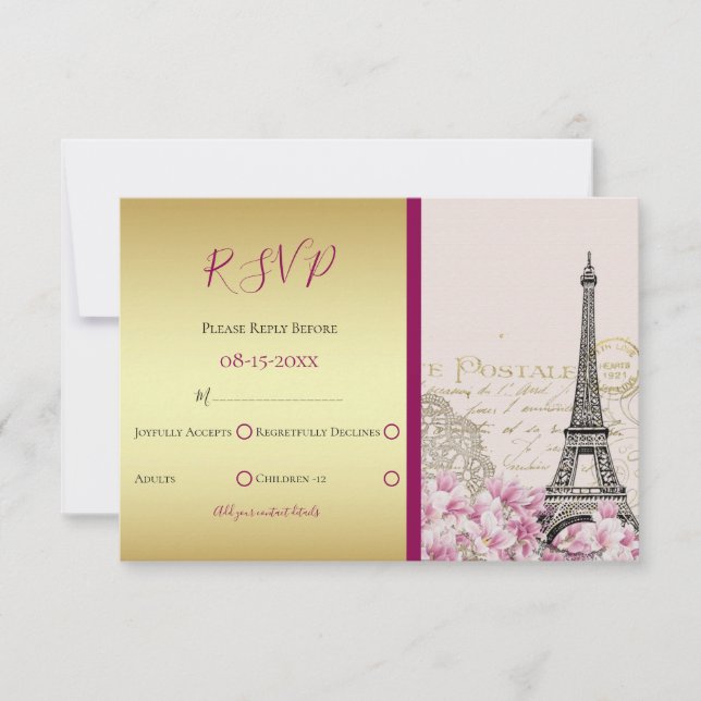Burgundy París en primavera Tarjeta de respuesta d (Anverso)