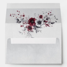 Burgundy Profundo Gris Plateado Acuarela Floral Pe