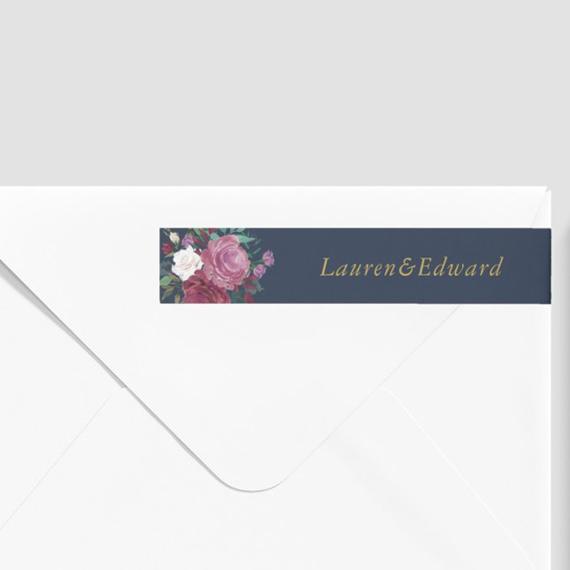 Burgundy Red Blooms Boho Boda Dirección de Retorno (Subido por el creador)