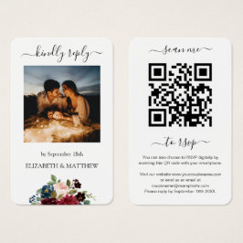 Burgundy Red Floral Photo QR Code Escanéame a RSVP