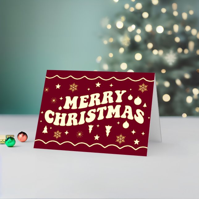 Burgundy Retro Groovy Merry Christmas (Vacaciones in situ 2)