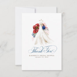 Burgundy Rojo Azul Marino Floral Agradecimiento De