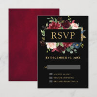 Burgundy Rojo Marina Floral Boho Boda RSVP