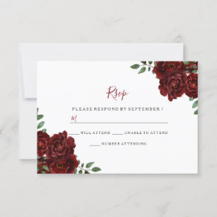 Burgundy Rose Boda Romántica RSVP