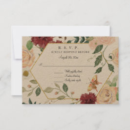 Burgundy Rústico Rubor Floral Acuarela Kraft RSVP