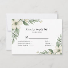 Burgundy Sage Greenery White Floral Boda RSVP 