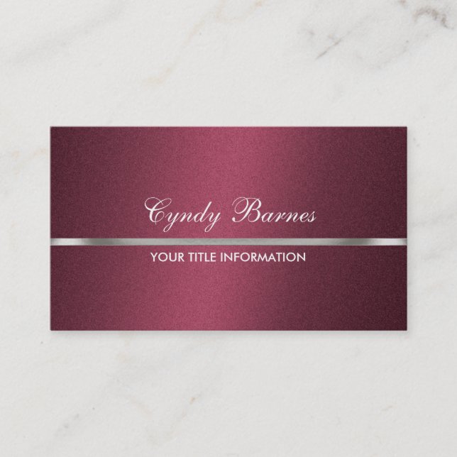 Burgundy Shimmer con tarjeta de visita de plata (Anverso)