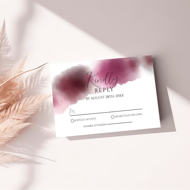Burgundy Watercolor Wedding RSVP Tarjeta de Gabine (Subido por el creador)