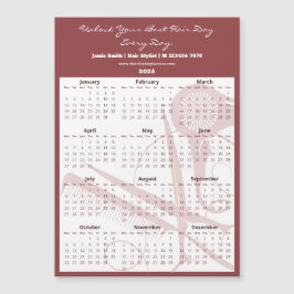 Burgundy White Salon Tools 2026 Calendar Magnet