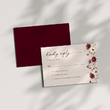 Burgundy Wildflower Wedding RSVP Tarjeta de Gabine