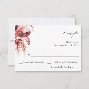 Burgundy y Floral Rosa 8A sin RSVP de comida