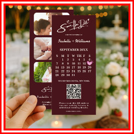 Burgundy y Marfil Foto QR Boda Guardar la Fecha