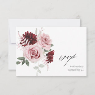 Burgundy y Rosa Claro Floral Ele 6 con Comida RSVP