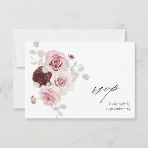 Burgundy y Rosa Floral Ele 6 con Comida RSVP