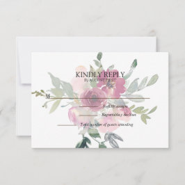 Burgundy y Rubor floral Boda Tarjeta RSVP