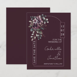 Burgundy y Salvia Arco Anuncio de Fecha | Invitaci
