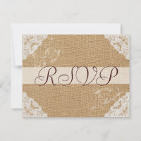 Burlap Antiguo Blanco Encaje Boda RSVP