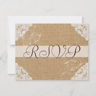 Burlap Antiguo Blanco Encaje Boda RSVP