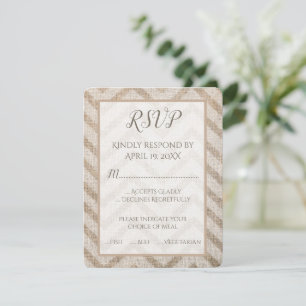 Burlap Chevron Wedding Tarjeta RSVP