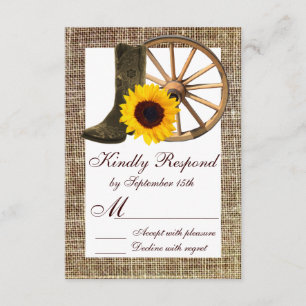 Burlap Cowboy Boots Wagon Wheflower RSVP