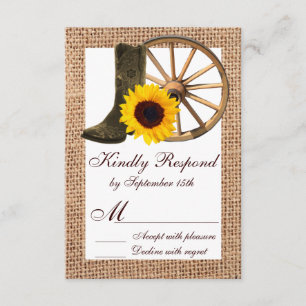 Burlap Cowboy Boots Wagon Wheflower RSVP