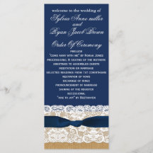 Burlap de FAUX, programas de boda rústicos, longit