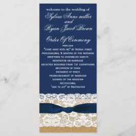 Burlap de FAUX, programas de boda rústicos, longit