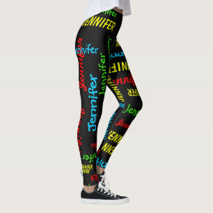Burlap falso negro repite nombre leggings de yoga