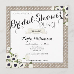 Burlap Flowers Bridal Shower Brunch Invitación