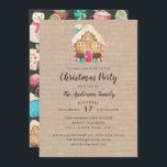 Burlap Gingerbread House Navidades Tarjeta Fiesta<br><div class="desc">Colección de Navidades coincidentes en la Pequeña Tienda Bayleigh!</div>