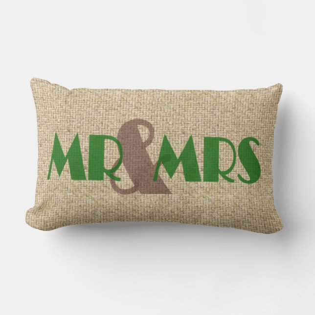 Burlap green mr boda almohada decorativa (Anverso)